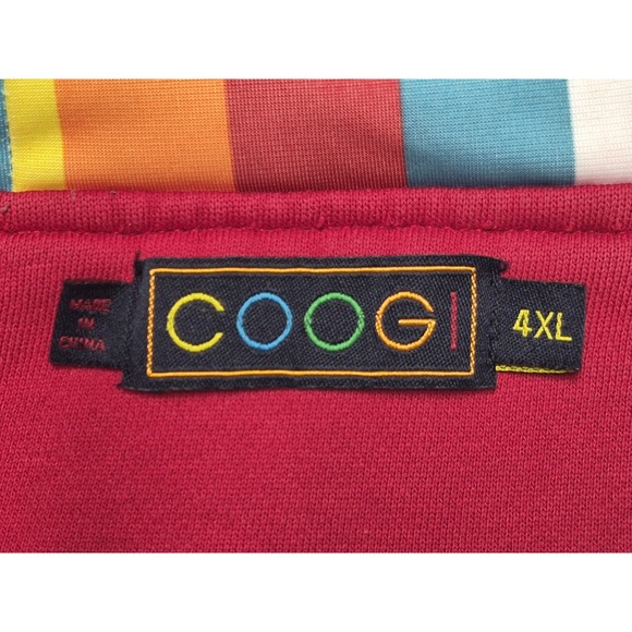 COOGI Colorblock Full Zip Hoodie Vintage Y2K Logo Patch Rainbow Stripe 4XL Rare - Picture 2 of 12